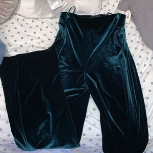 Velvet flat pants high waist